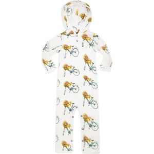 MilkBarn Hooded Romper 3 6 Mos Rayon Bamboo Bicycle‎ Bike Outfit Girl Flowers
